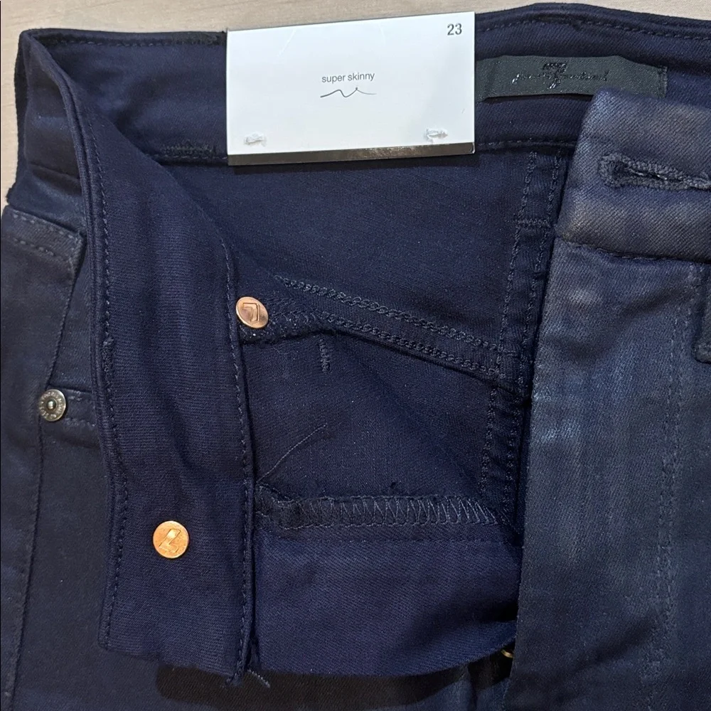7 for all mankind coated cotton blend high waist ankle super skinny jeans sz.23